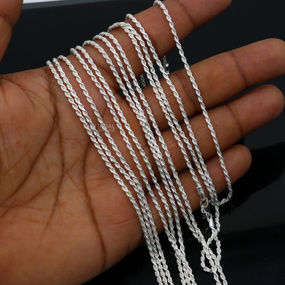 2mm 925 sterling silver rope chain necklace with a bright, trendy unisex design from Tribal Ornaments.