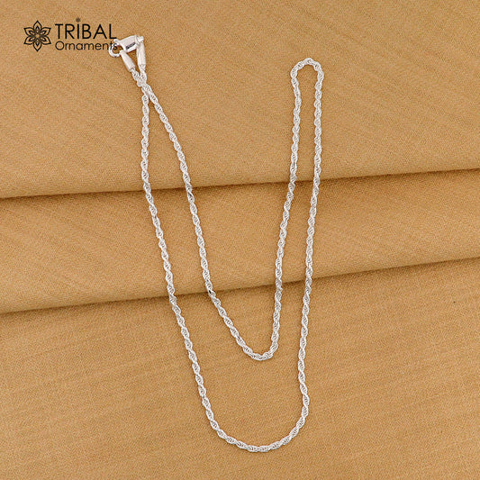 2mm Rope chain 925 sterling silver handmade rope chain, necklace chain, plain bright silver trendy style UNISEX chain ch591 - TRIBAL ORNAMENTS