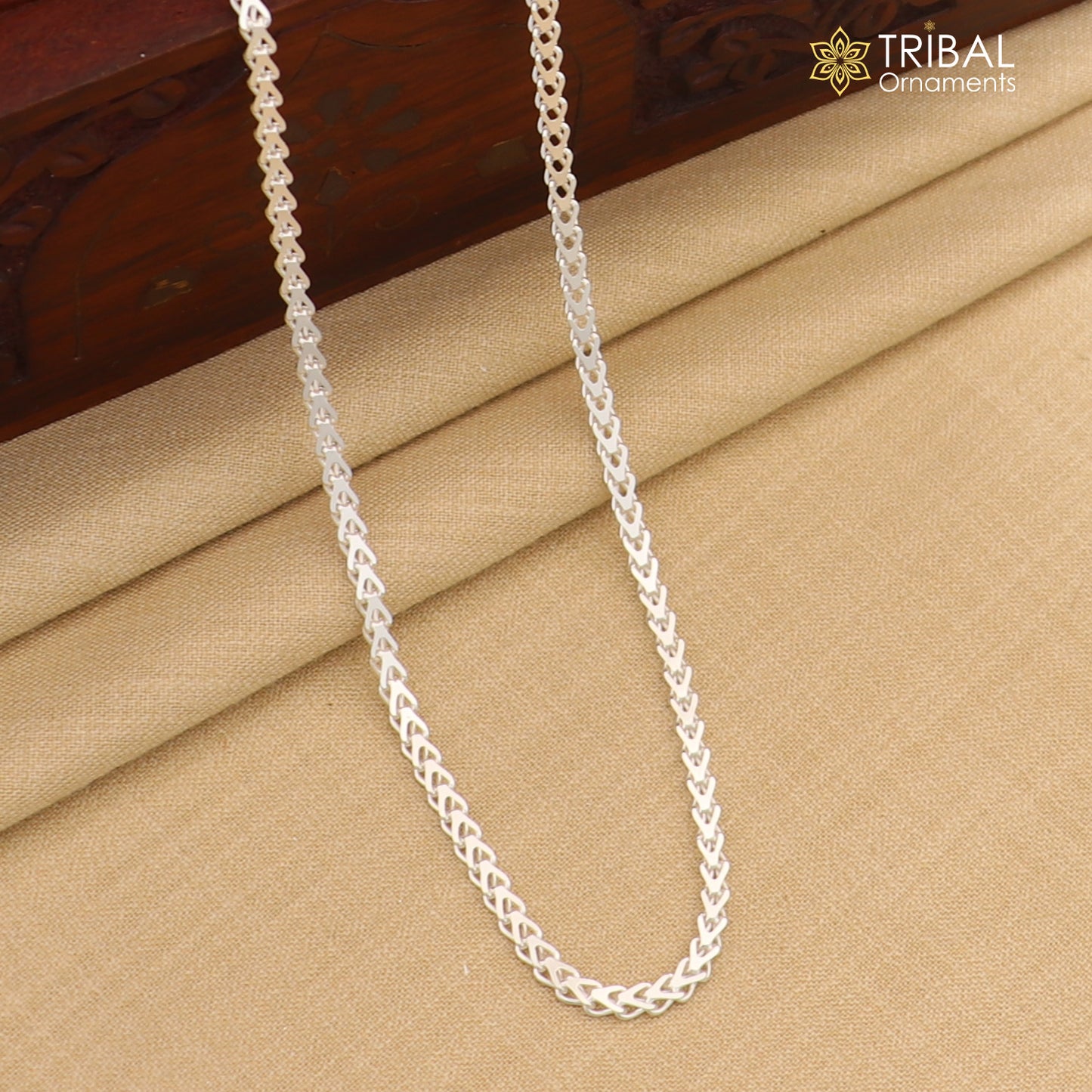 3mm 18"/20" solid 925 sterling silver handmade modern trendy design wheat chain necklace giving it a distinctive and stylish look ch234 - TRIBAL ORNAMENTS