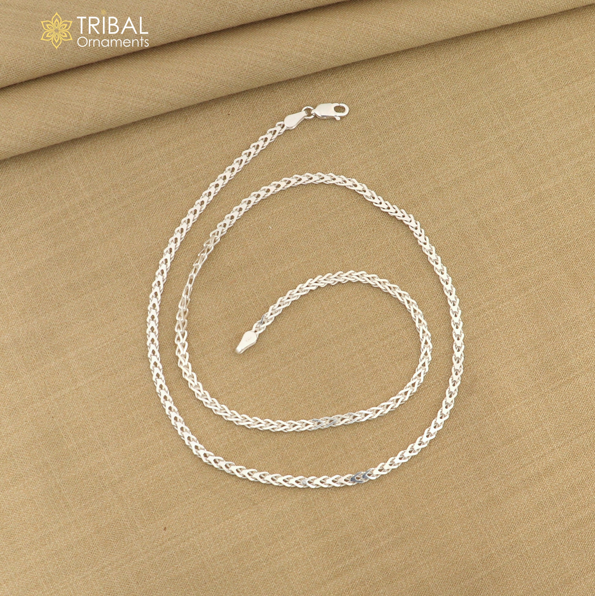 3mm 18"/20" solid 925 sterling silver handmade modern trendy design wheat chain necklace giving it a distinctive and stylish look ch234 - TRIBAL ORNAMENTS
