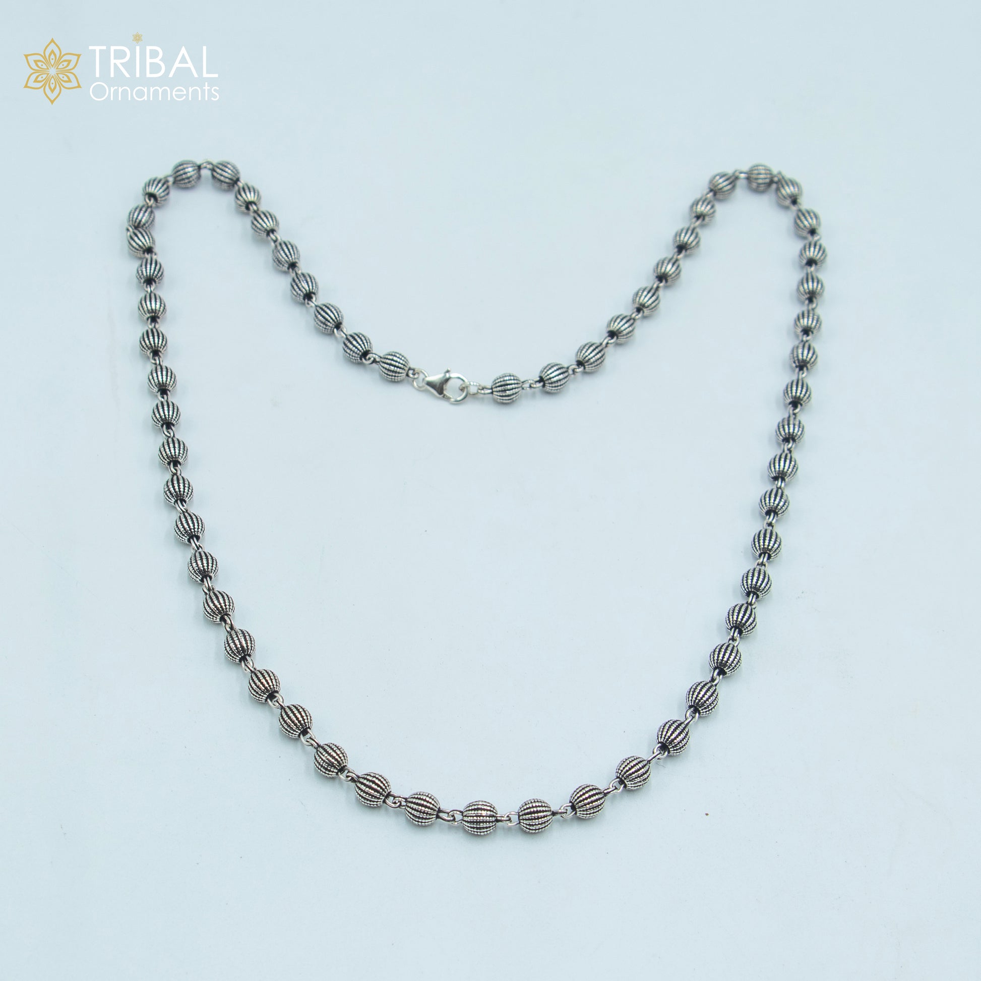 4MM 925 sterling silver handmade delicate fancy beaded chain necklace chain for unisex jewelry ch267 - TRIBAL ORNAMENTS