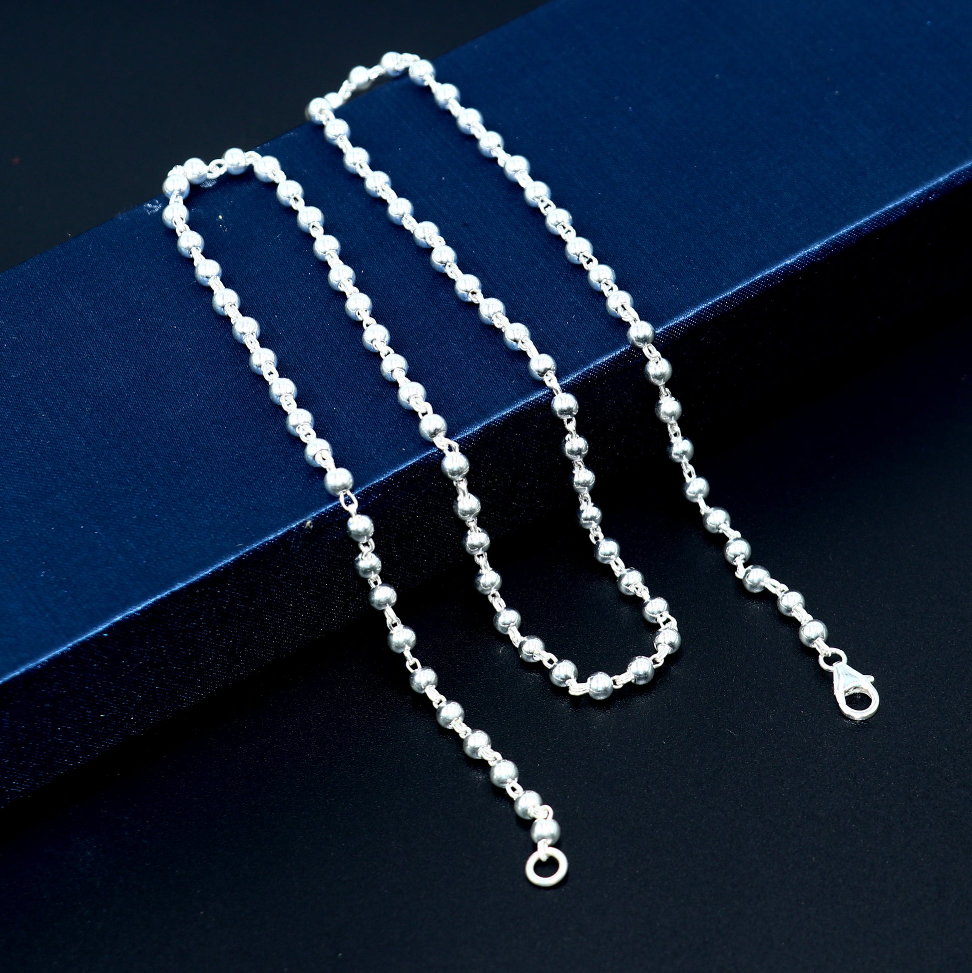 925 sterling silver beaded chain necklace tribal jewelry ch513 - TRIBAL ORNAMENTS