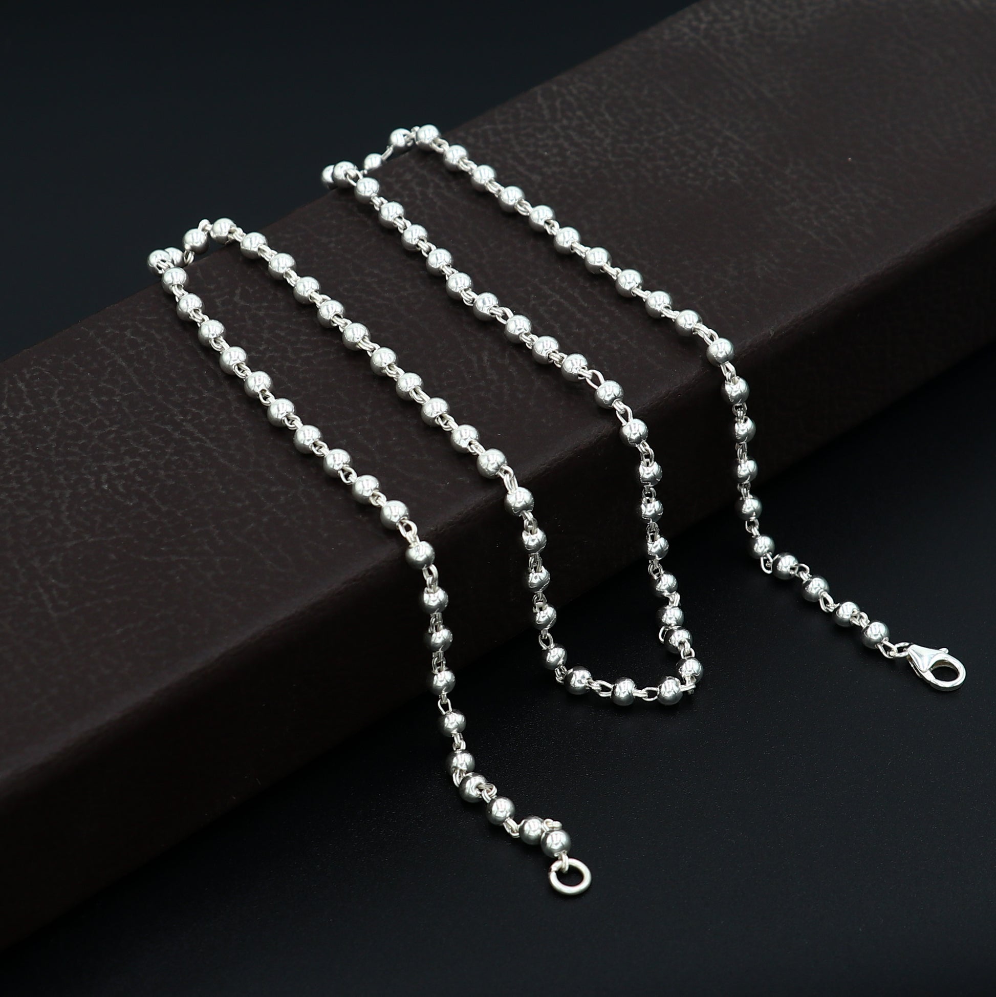 925 sterling silver beaded chain necklace tribal jewelry ch513 - TRIBAL ORNAMENTS