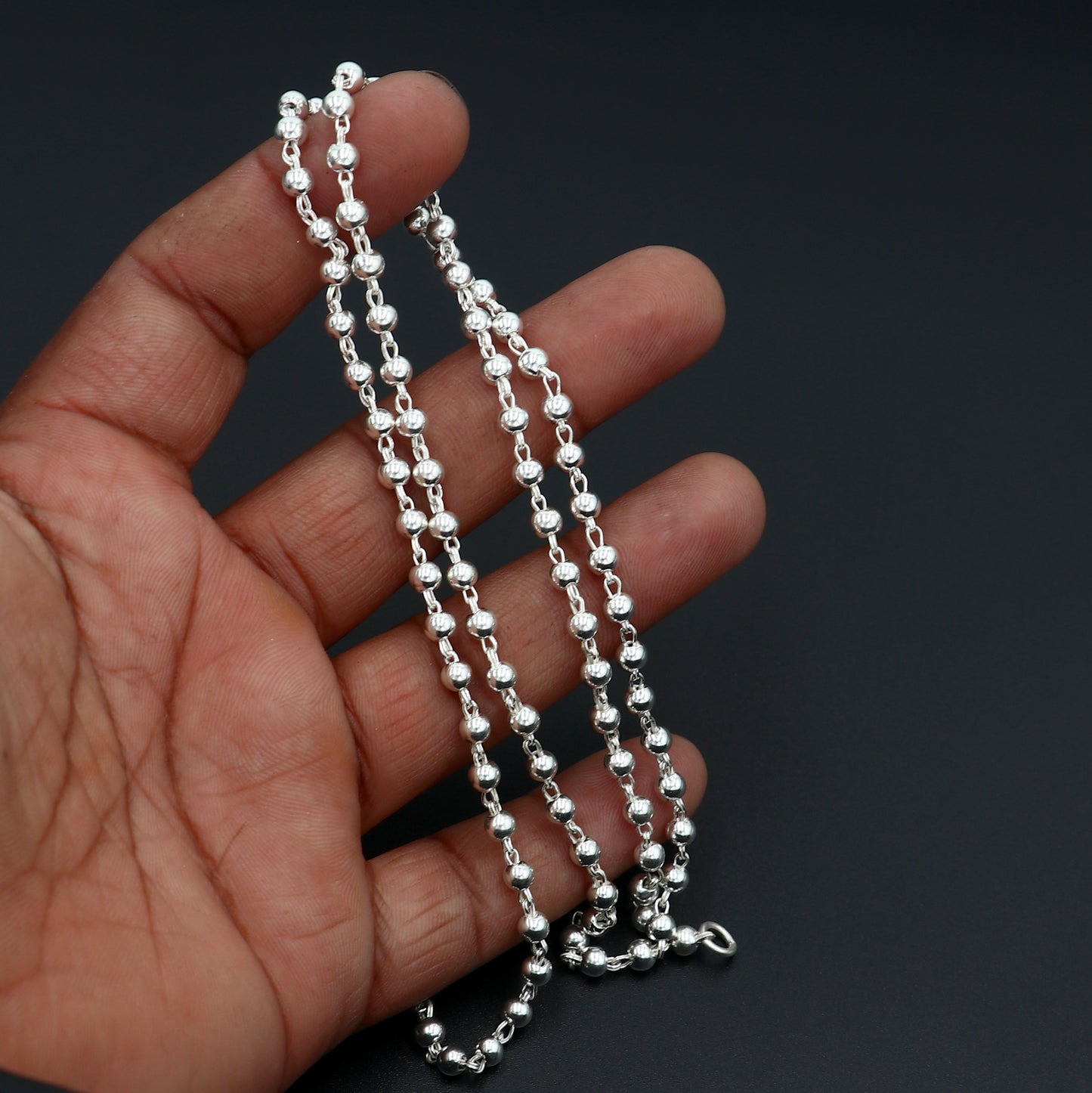 925 sterling silver beaded chain necklace tribal jewelry ch513 - TRIBAL ORNAMENTS