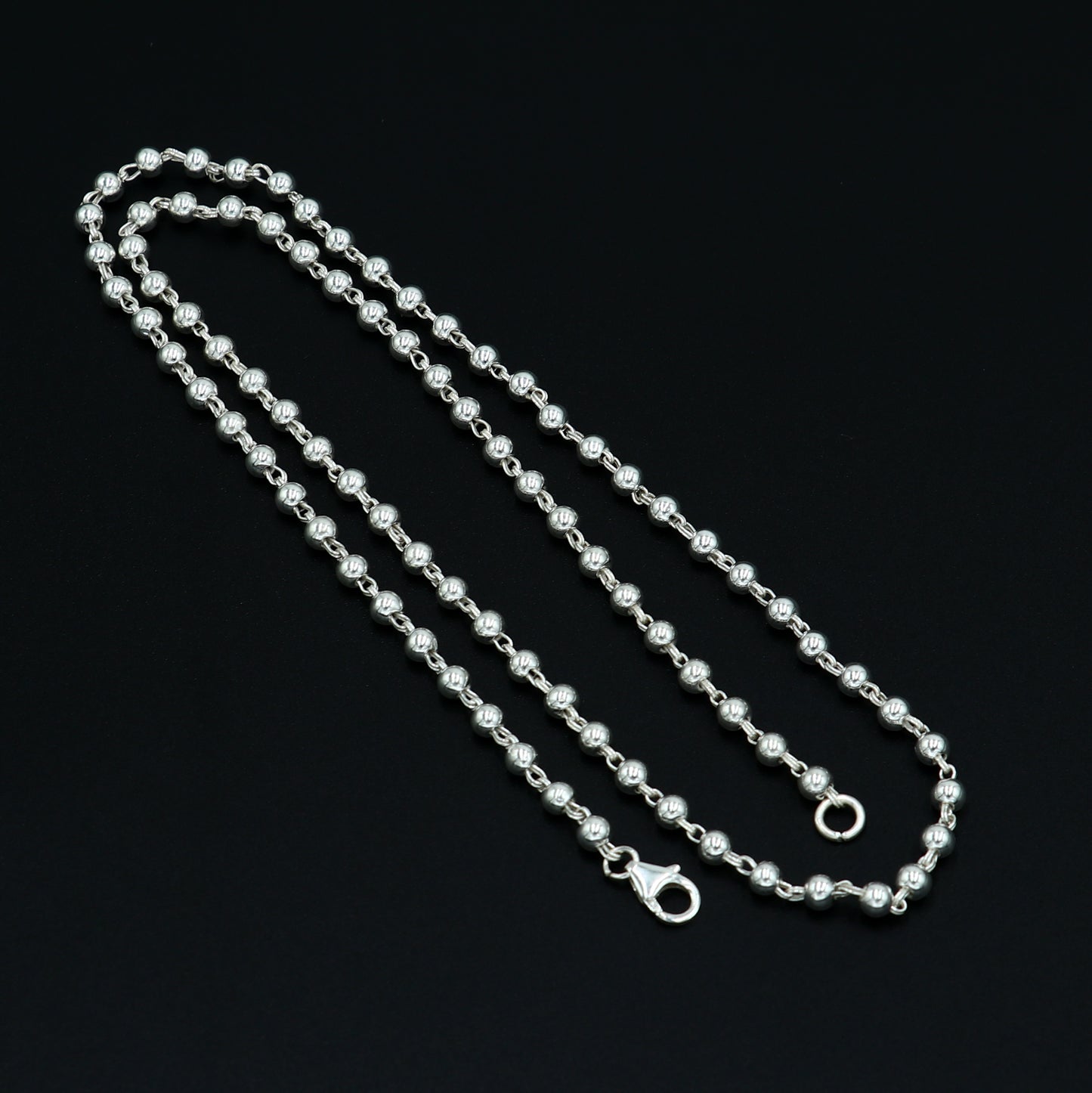 925 sterling silver beaded chain necklace tribal jewelry ch513 - TRIBAL ORNAMENTS