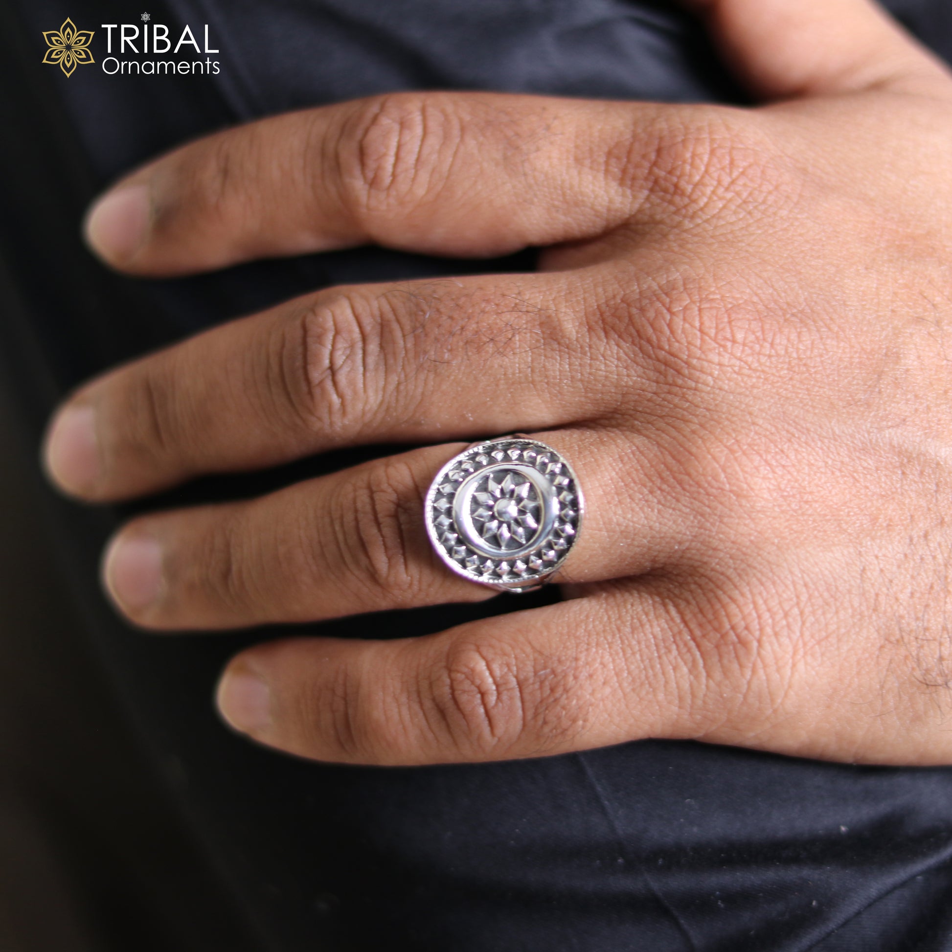 925 sterling silver ethnic floral design ring Jewelry sr769 - TRIBAL ORNAMENTS