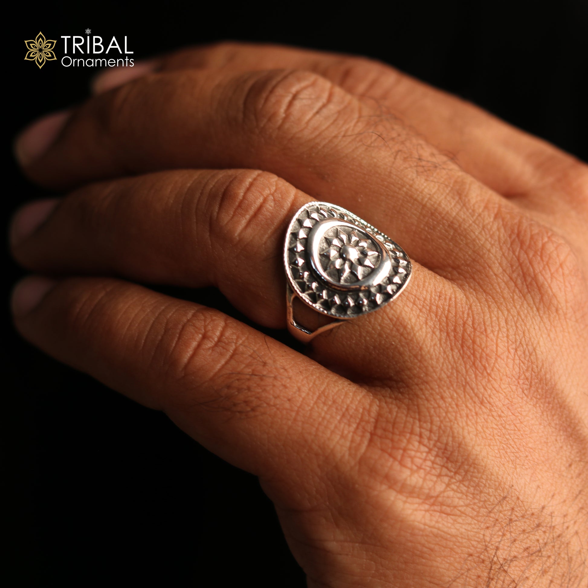 925 sterling silver ethnic floral design ring Jewelry sr769 - TRIBAL ORNAMENTS