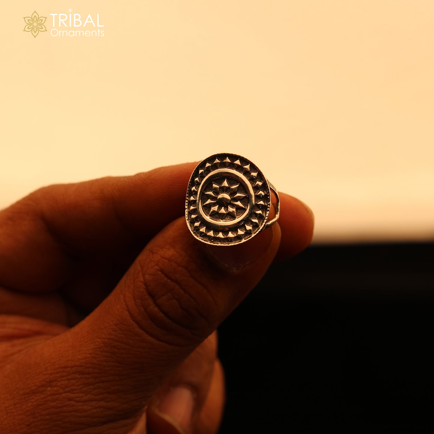 925 sterling silver ethnic floral design ring Jewelry sr769 - TRIBAL ORNAMENTS