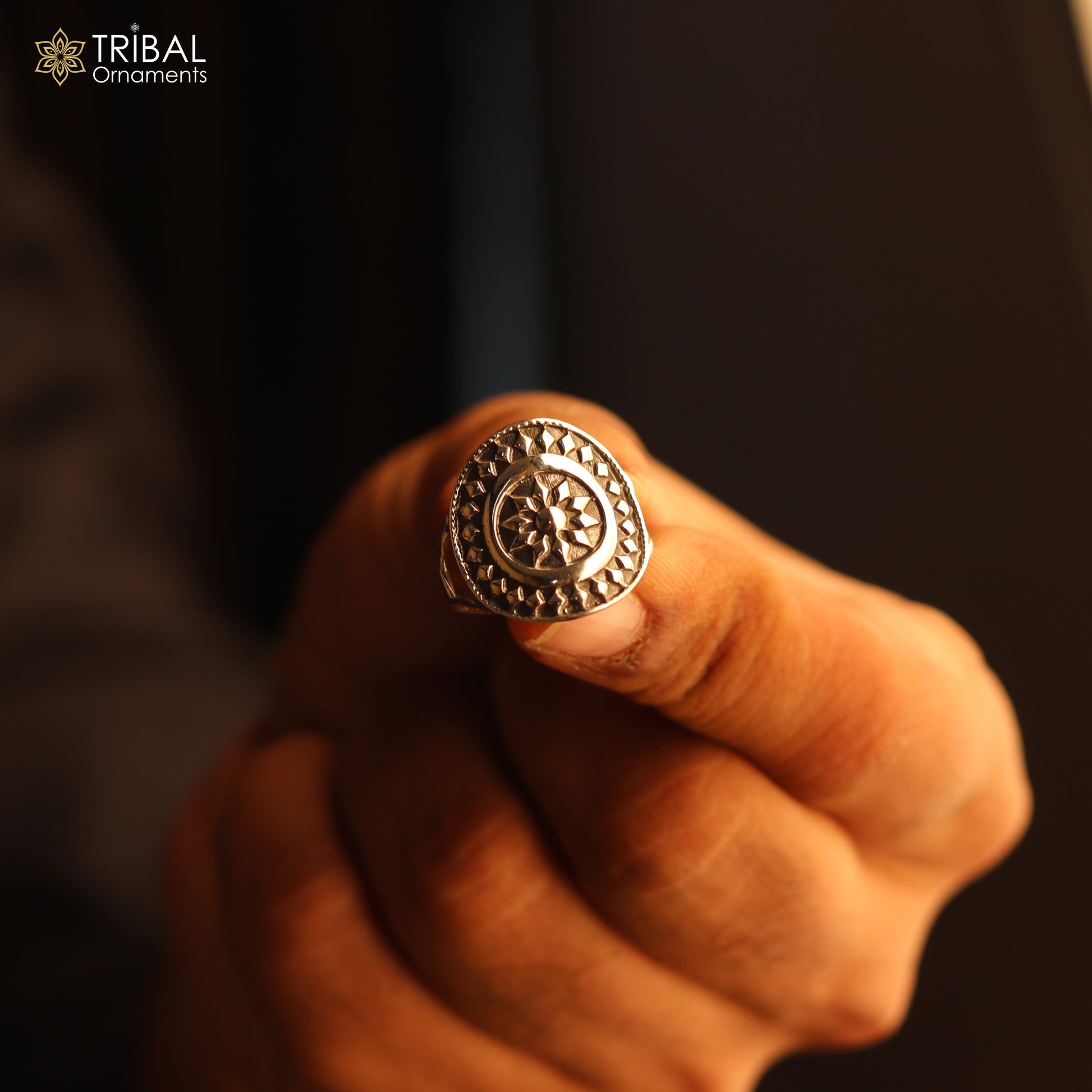 925 sterling silver ethnic floral design ring Jewelry sr769 - TRIBAL ORNAMENTS