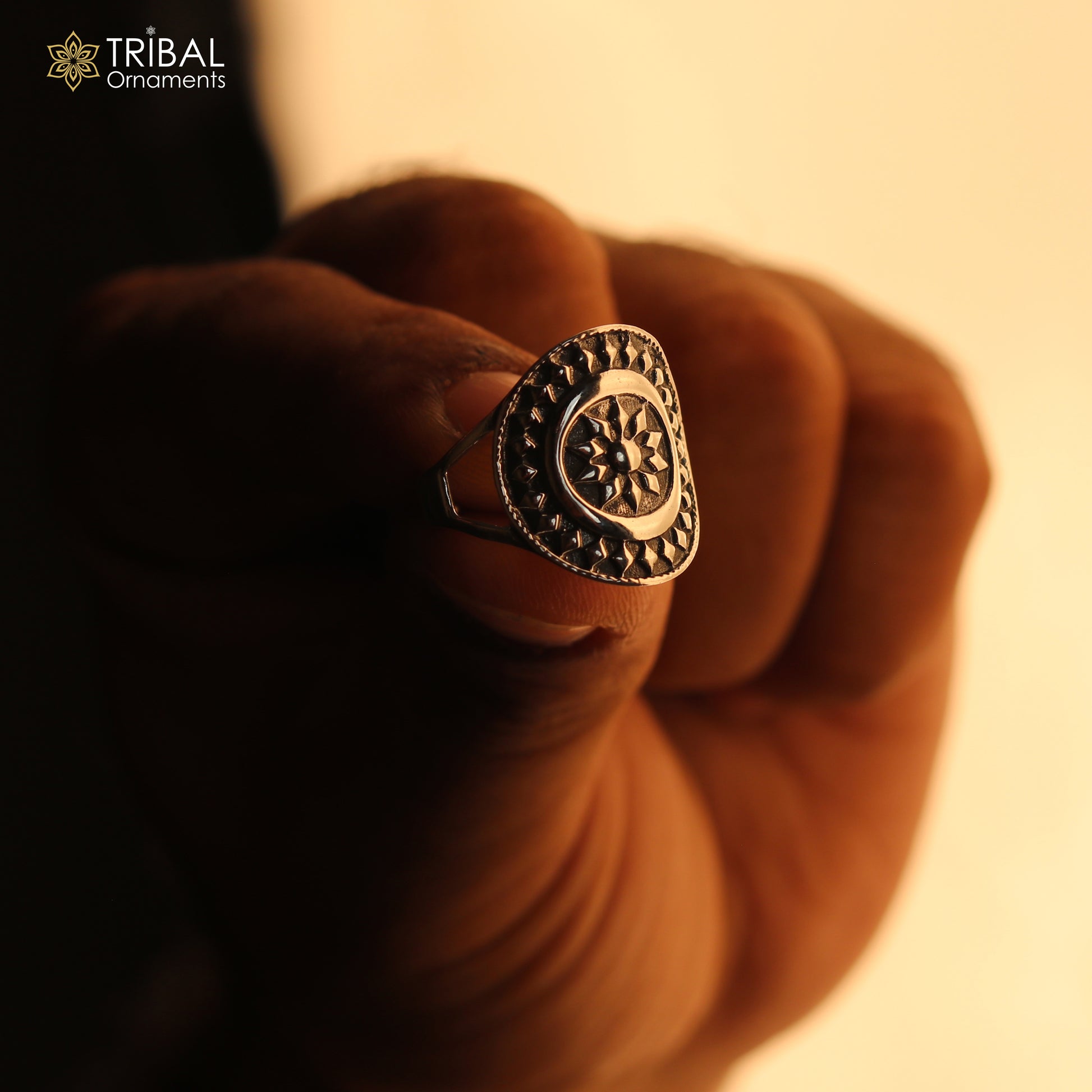 925 sterling silver ethnic floral design ring Jewelry sr769 - TRIBAL ORNAMENTS