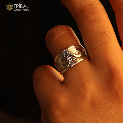 925 sterling silver lizard design ring for men, Tribal Ornaments jewelry featuring intricate reptile detailing.