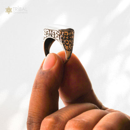 925 sterling silver spiral wave design ring men's Jewelry sr757 - TRIBAL ORNAMENTS