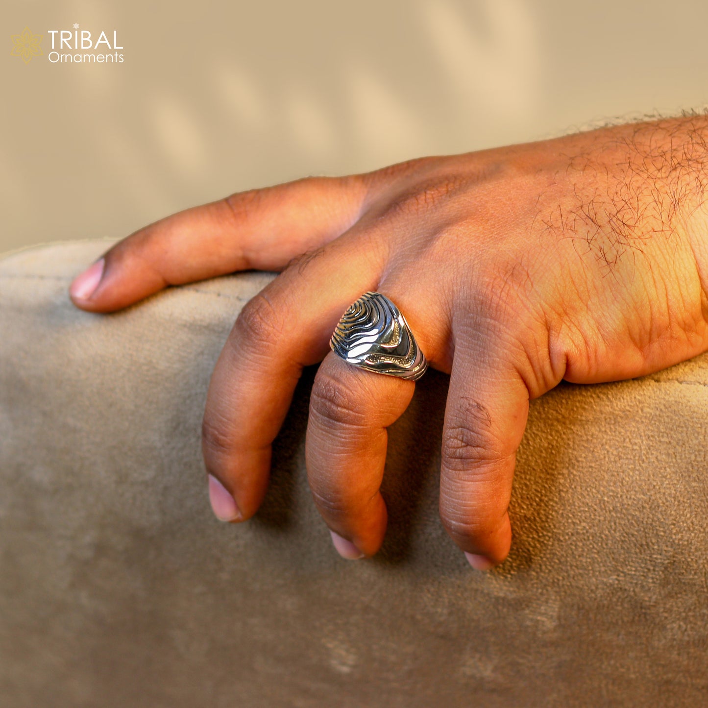 925 sterling silver spiral wave design ring men's Jewelry sr757 - TRIBAL ORNAMENTS