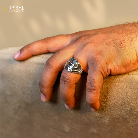 925 sterling silver spiral wave design ring men's Jewelry sr757 - TRIBAL ORNAMENTS