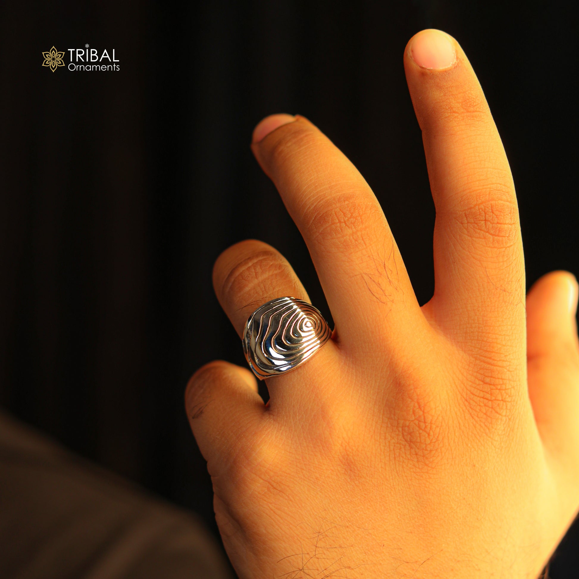 925 sterling silver spiral wave design ring men's Jewelry sr757 - TRIBAL ORNAMENTS