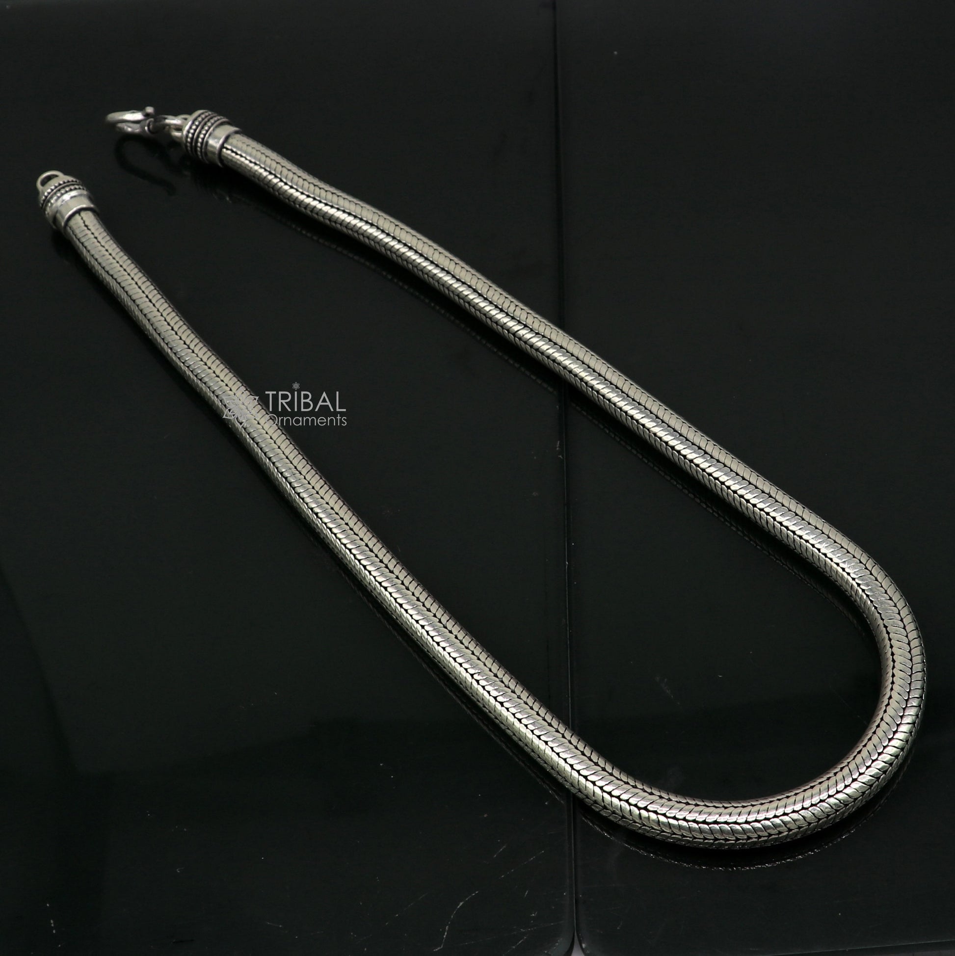 8mm solid 925 sterling silver handmade snake chain, pendant chain Amazing unique oxidized necklace vintage stylish heavy chain jewelry ch0600 - TRIBAL ORNAMENTS