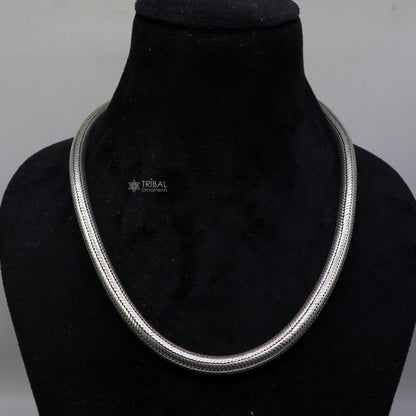 8mm solid 925 sterling silver snake chain from TRIBAL ORNAMENTS, oxidized vintage pendant chain jewelry.