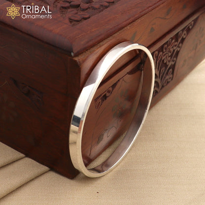 Sterling silver customized plain bangle kada from Tribal Ornaments, tribal jewelry with a smooth, polished finish.