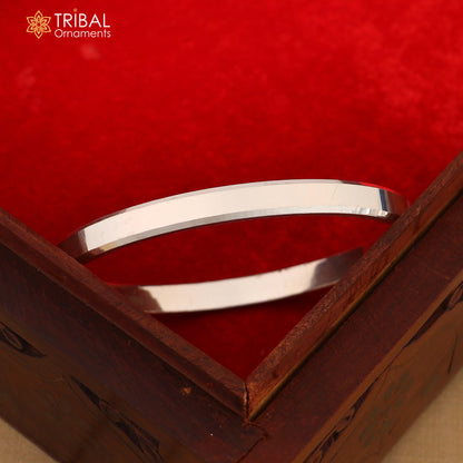 Sterling silver tribal bangle bracelet by TRIBAL ORNAMENTS, customized plain design, 2.10 inches, tribal jewelry style
