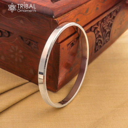 Sterling silver customized plain bangle kada from TRIBAL ORNAMENTS, tribal jewelry with a simple, elegant design in 2.625-inch size