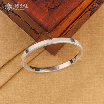Sterling silver customized plain bangle kada from Tribal Ornaments, tribal jewelry design in 2.10-inch size.