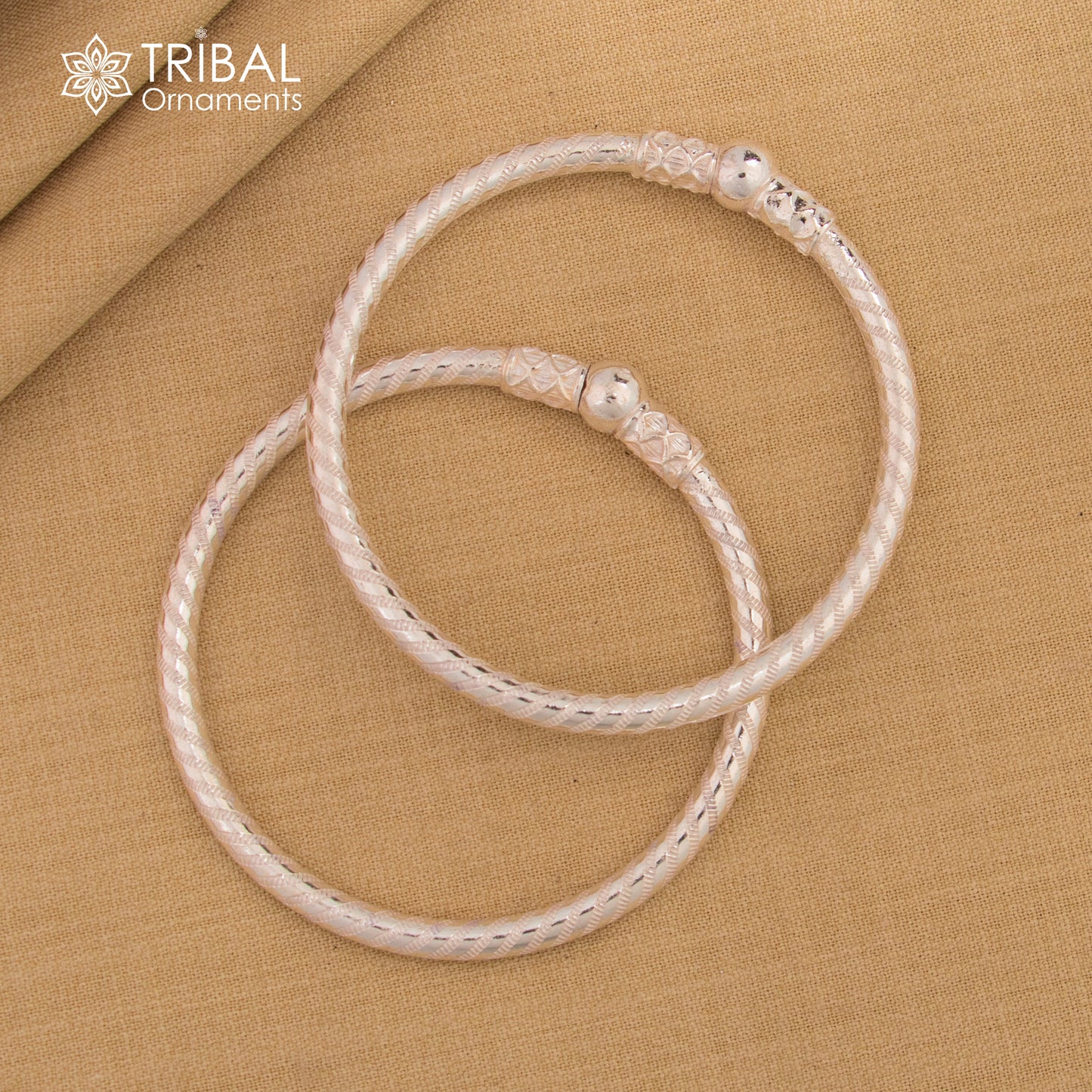 925 sterling silver handmade fabulous plain shine design bangle bracelet kada jewelry, tribal ethnic cultural single ball kada bangle nba417 - TRIBAL ORNAMENTS