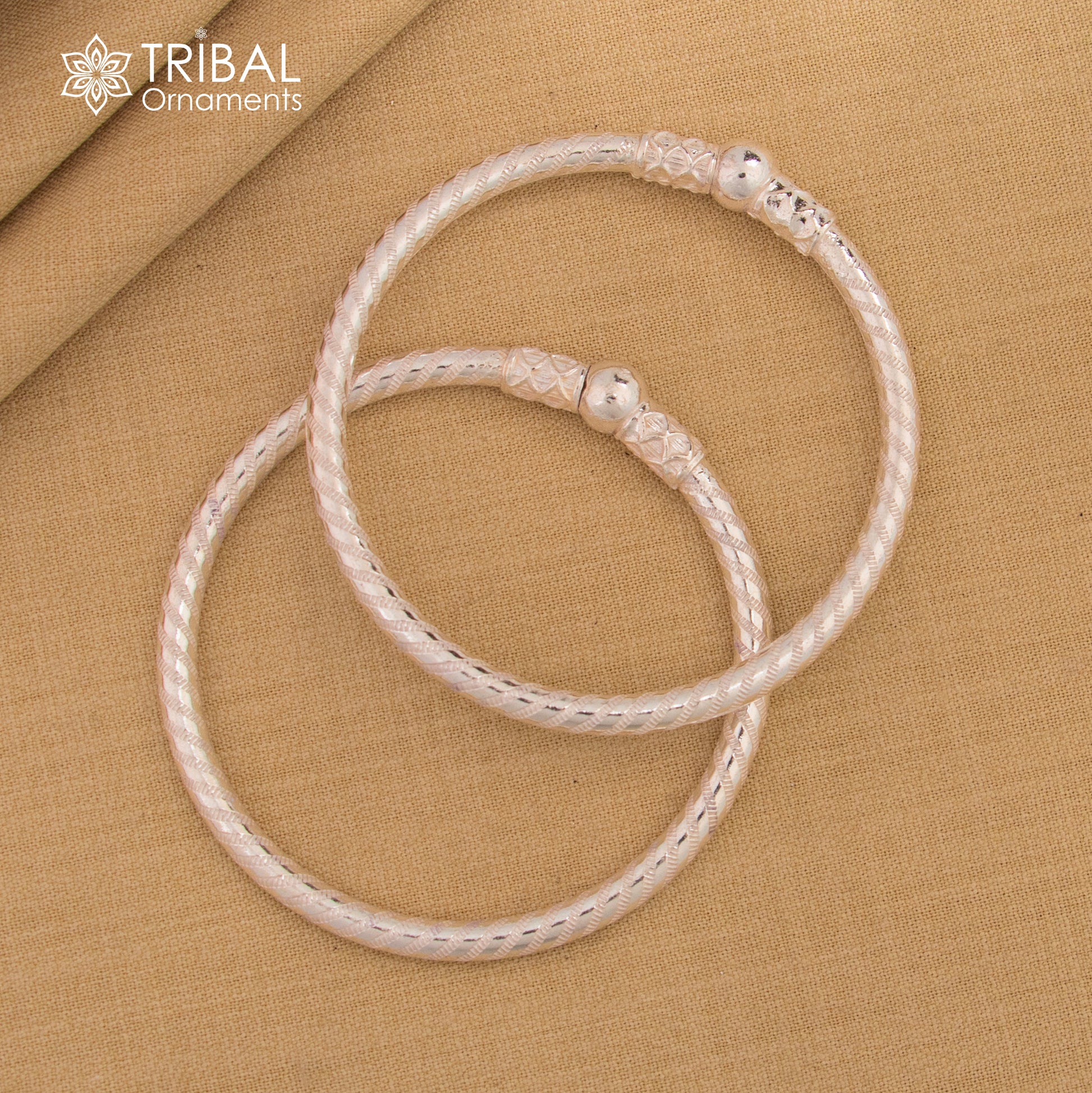 925 sterling silver handmade fabulous plain shine design bangle bracelet kada jewelry, tribal ethnic cultural single ball kada bangle nba417 - TRIBAL ORNAMENTS