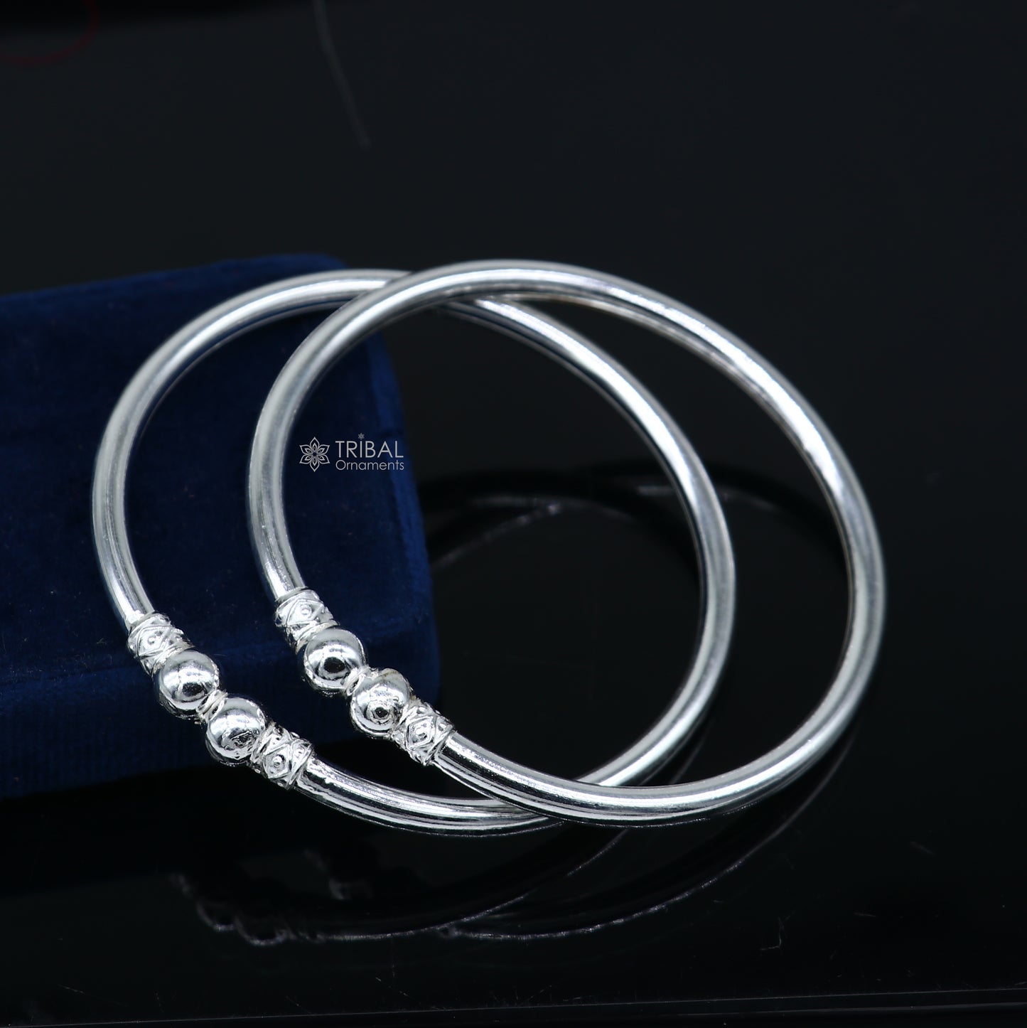 925 sterling silver handmade plain Ball design bangle bracelet kada jewelry, unique ball kada bangle for girls nba431 - TRIBAL ORNAMENTS