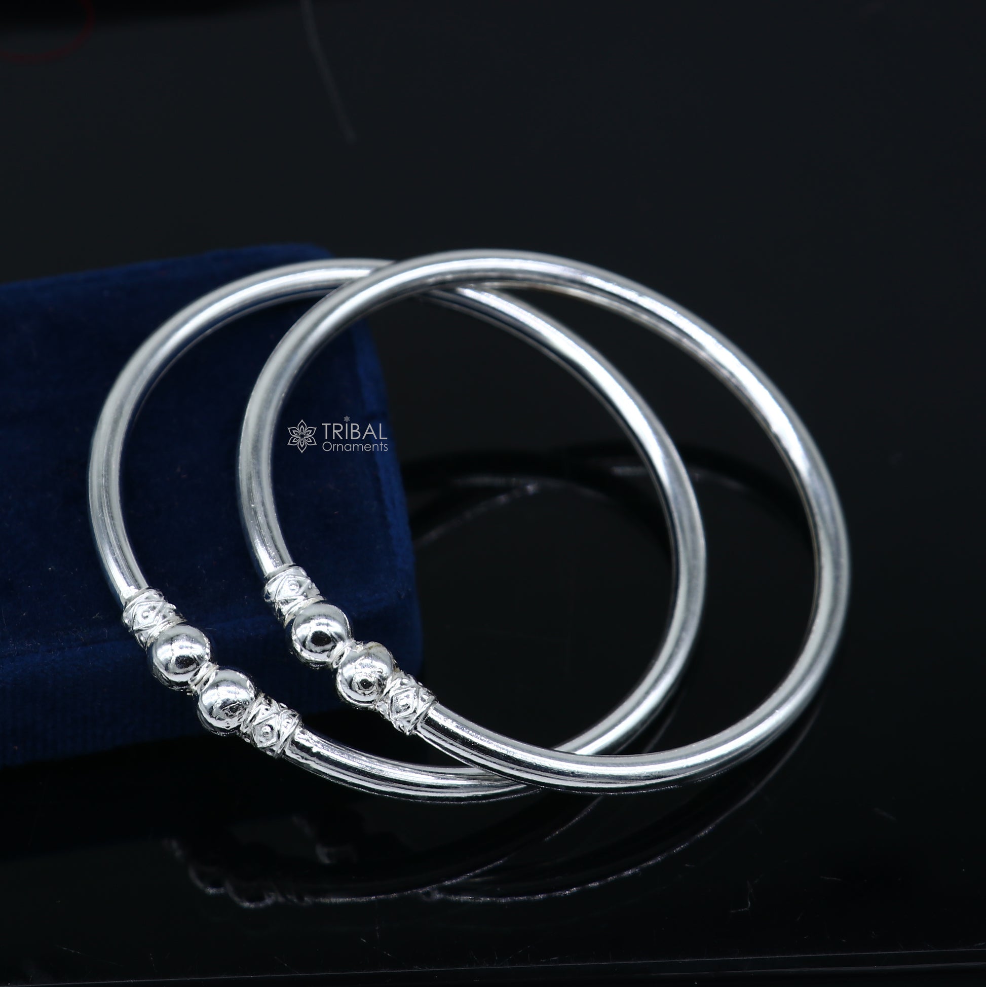 925 sterling silver handmade plain Ball design bangle bracelet kada jewelry, unique ball kada bangle for girls nba431 - TRIBAL ORNAMENTS