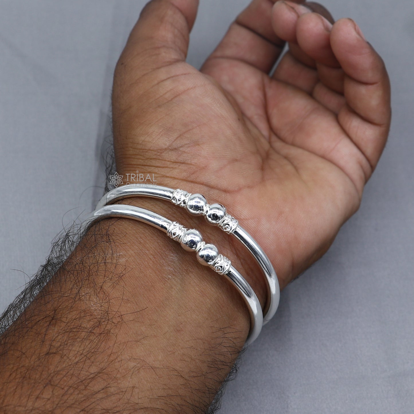 925 sterling silver handmade plain Ball design bangle bracelet kada jewelry, unique ball kada bangle for girls nba431 - TRIBAL ORNAMENTS