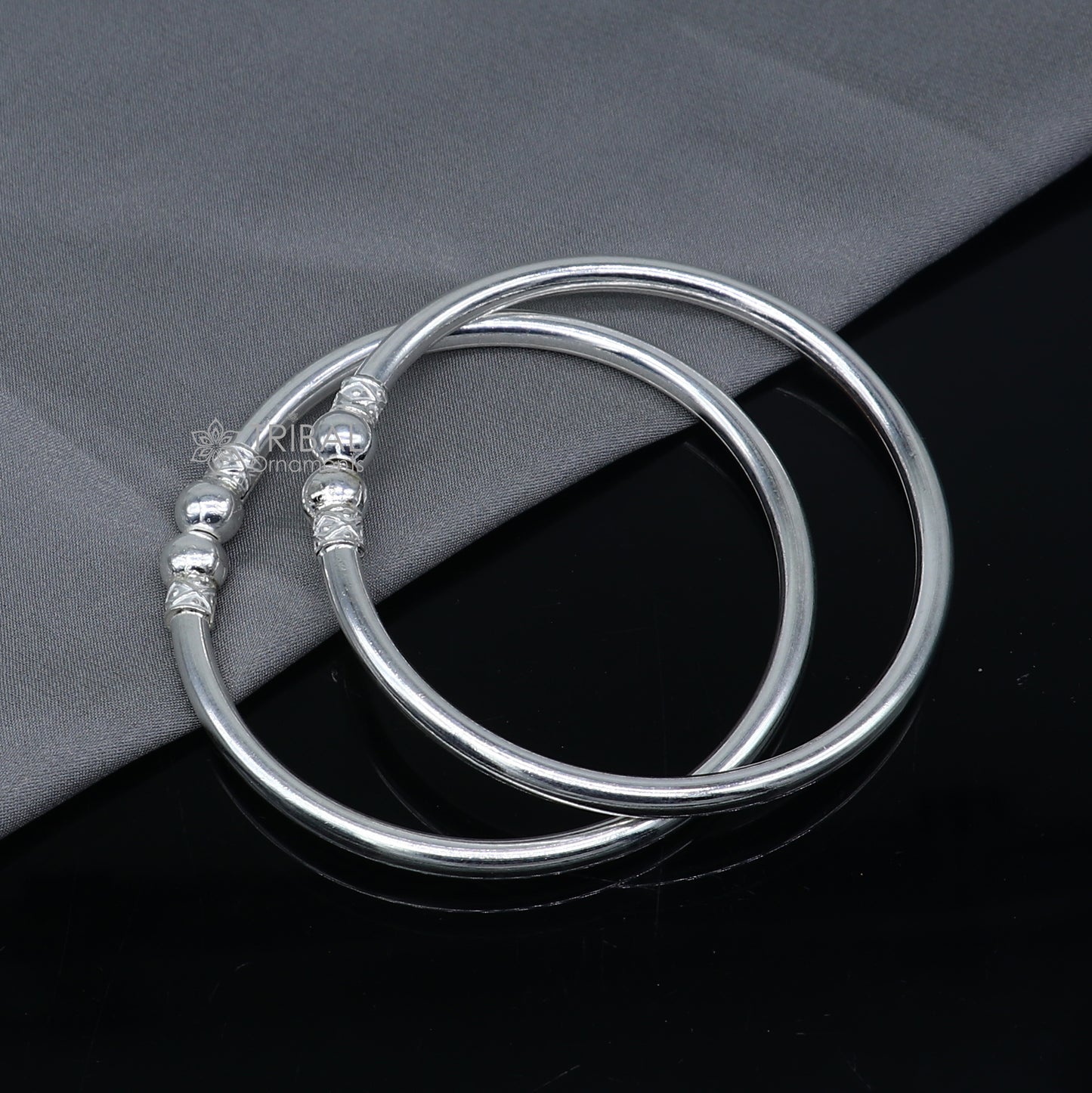 925 sterling silver handmade plain Ball design bangle bracelet kada jewelry, unique ball kada bangle for girls nba431 - TRIBAL ORNAMENTS