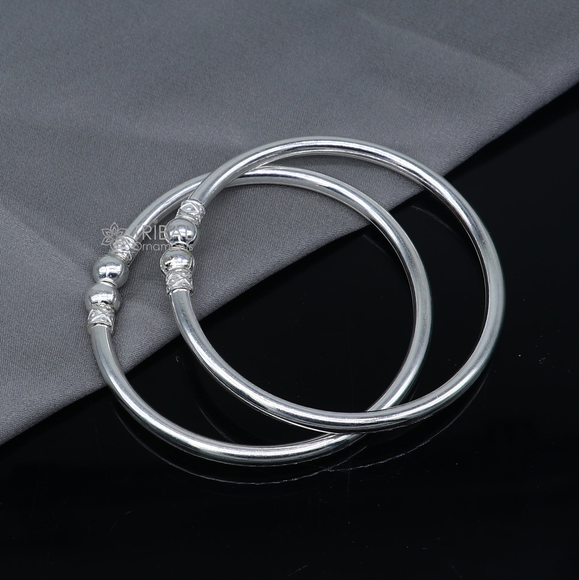 925 sterling silver handmade plain Ball design bangle bracelet kada jewelry, unique ball kada bangle for girls nba431 - TRIBAL ORNAMENTS