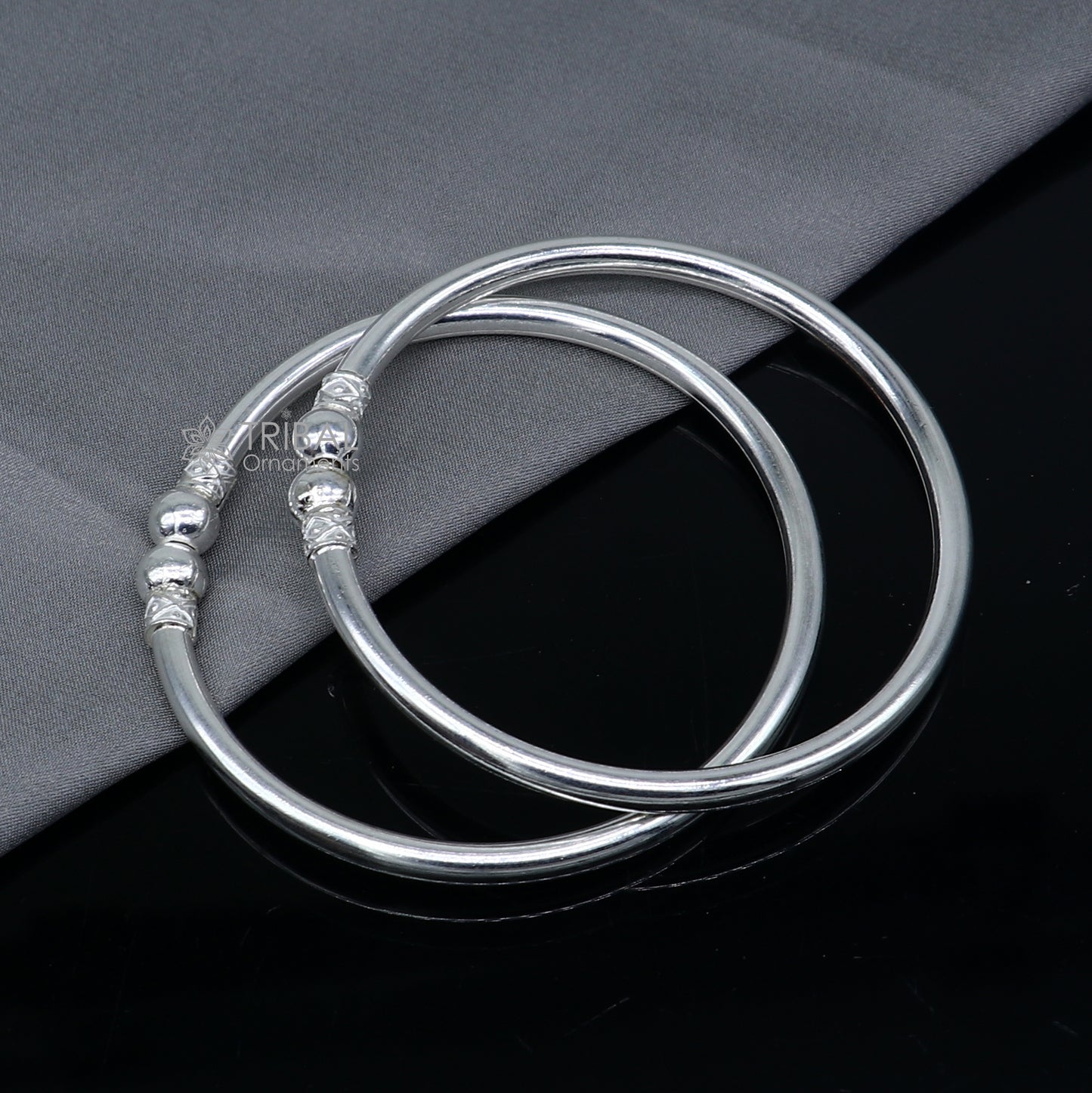 925 sterling silver handmade plain Ball design bangle bracelet kada jewelry, unique ball kada bangle for girls nba431 - TRIBAL ORNAMENTS