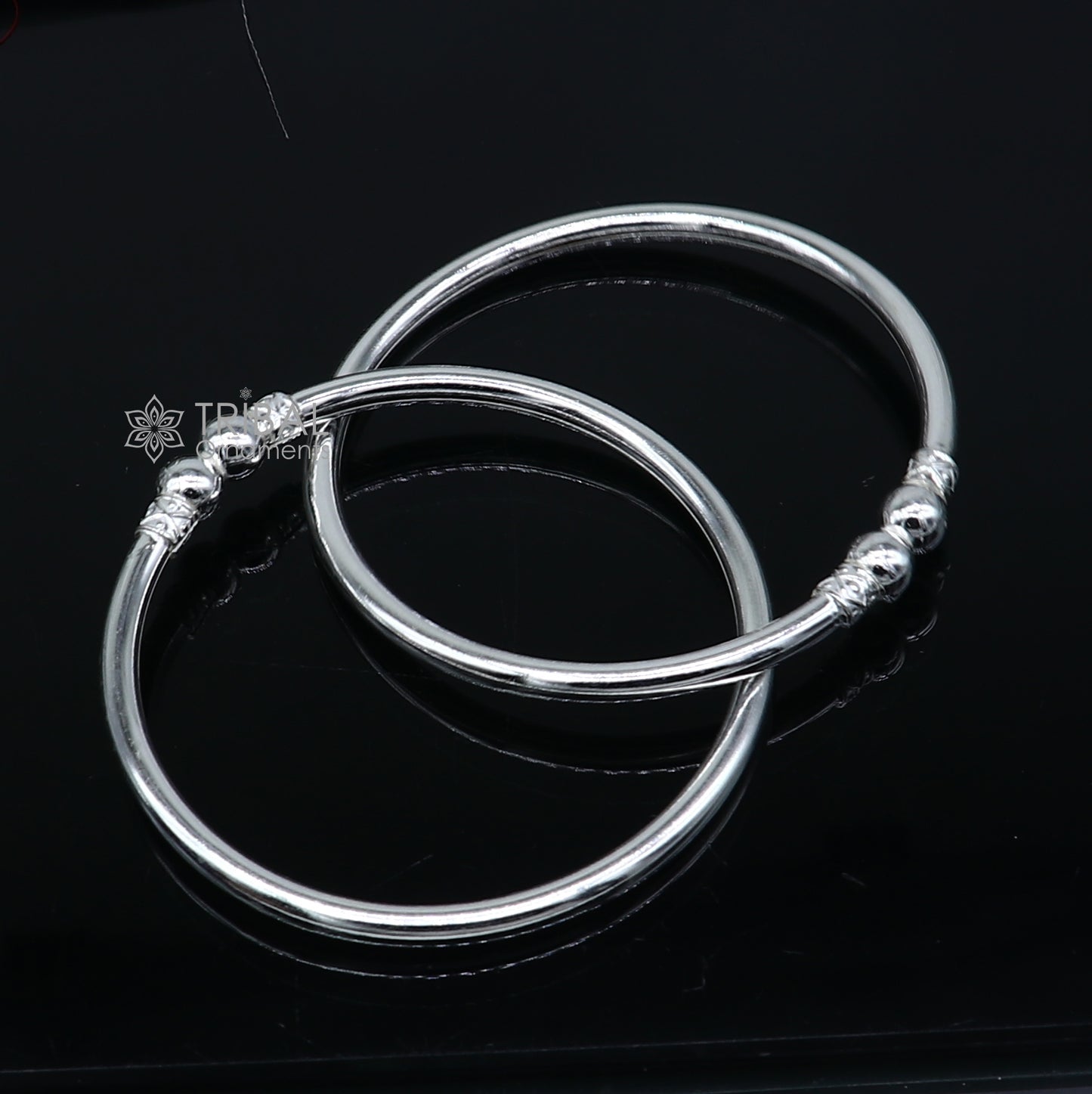 925 sterling silver handmade plain Ball design bangle bracelet kada jewelry, unique ball kada bangle for girls nba431 - TRIBAL ORNAMENTS