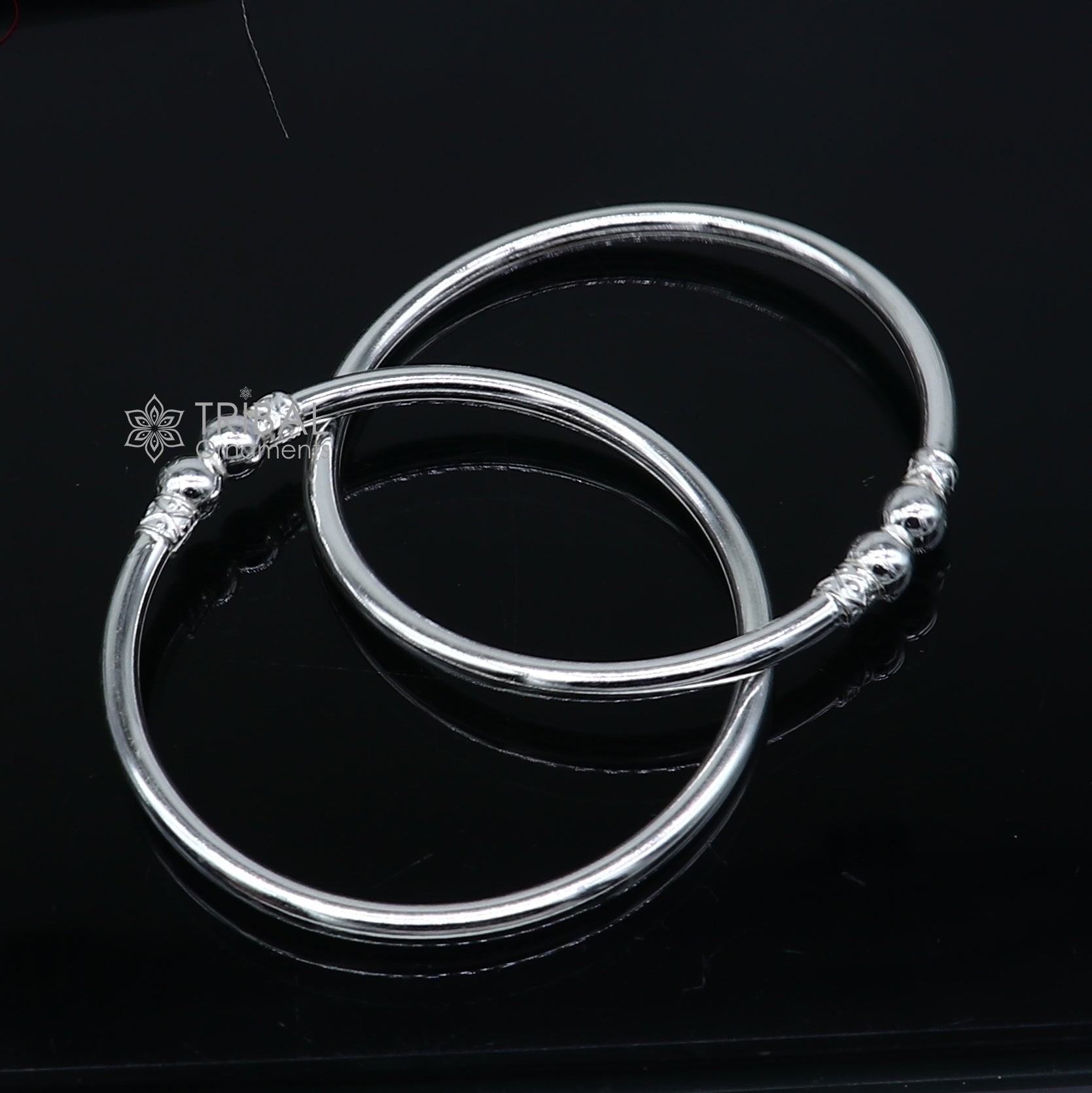 925 sterling silver handmade plain Ball design bangle bracelet kada jewelry, unique ball kada bangle for girls nba431 - TRIBAL ORNAMENTS