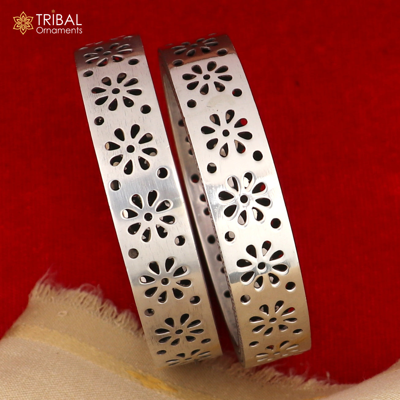 925 sterling silver floral work bangle bracelet, stylish brides bangle jewelry ba115 - TRIBAL ORNAMENTS