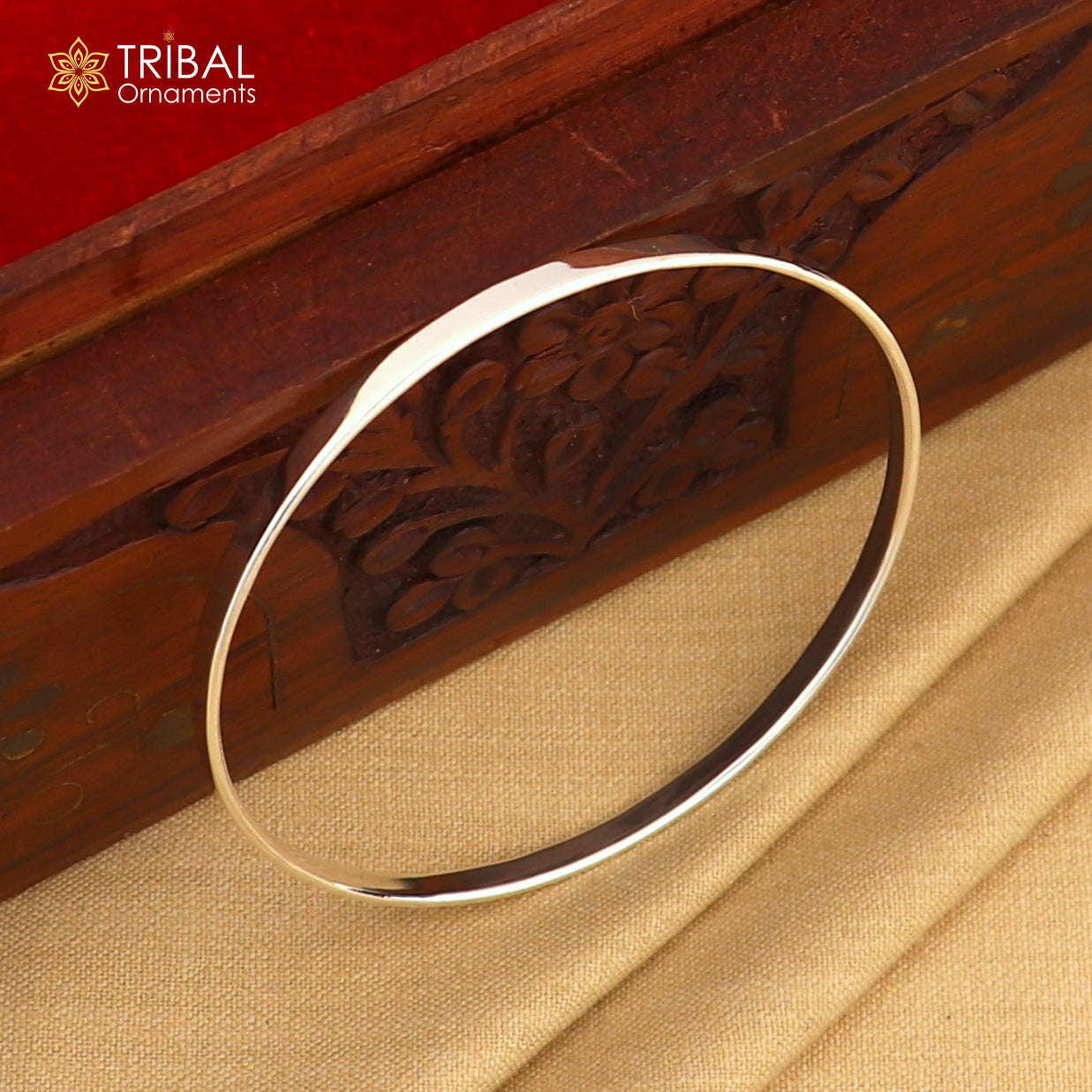 925 Sterling silver customized plain bangle kada tribal jewelry nsk936 - TRIBAL ORNAMENTS