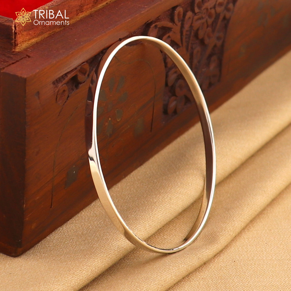 925 Sterling silver customized plain bangle kada tribal jewelry nsk936 - TRIBAL ORNAMENTS