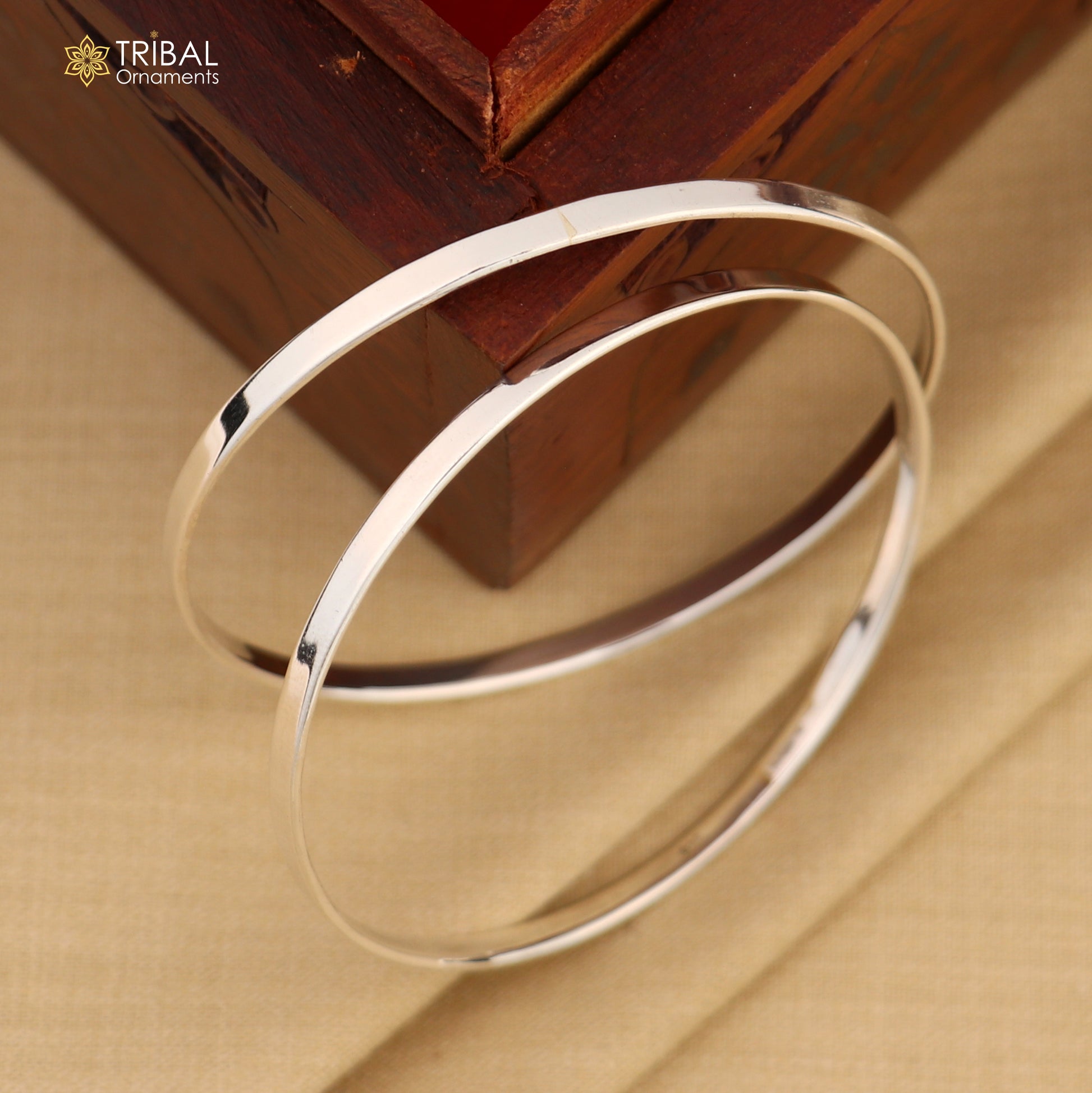 925 Sterling silver customized plain bangle kada tribal jewelry nsk936 - TRIBAL ORNAMENTS