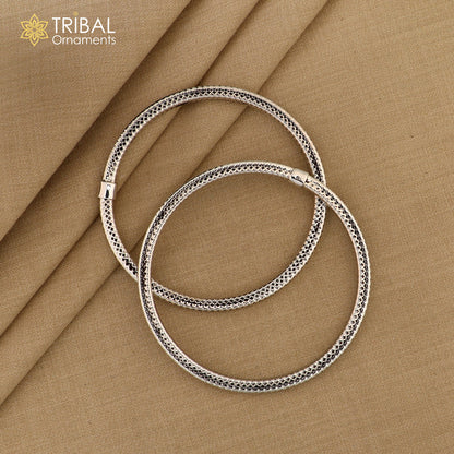 925 sterling silver handmade customized vintage design bangle bracelet kada single piece excellent oxidized gifting unisex jewelry nssk4 - TRIBAL ORNAMENTS