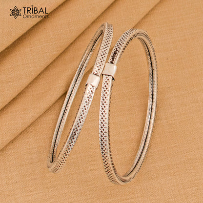 925 sterling silver handmade customized vintage design bangle bracelet kada single piece excellent oxidized gifting unisex jewelry nssk4 - TRIBAL ORNAMENTS