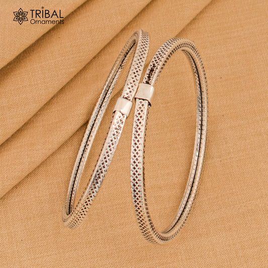 925 sterling silver handmade customized vintage design bangle bracelet kada single piece excellent oxidized gifting unisex jewelry nssk4 - TRIBAL ORNAMENTS