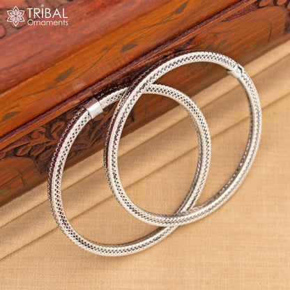 925 sterling silver handmade customized vintage design bangle bracelet kada single piece excellent oxidized gifting unisex jewelry nssk4 - TRIBAL ORNAMENTS