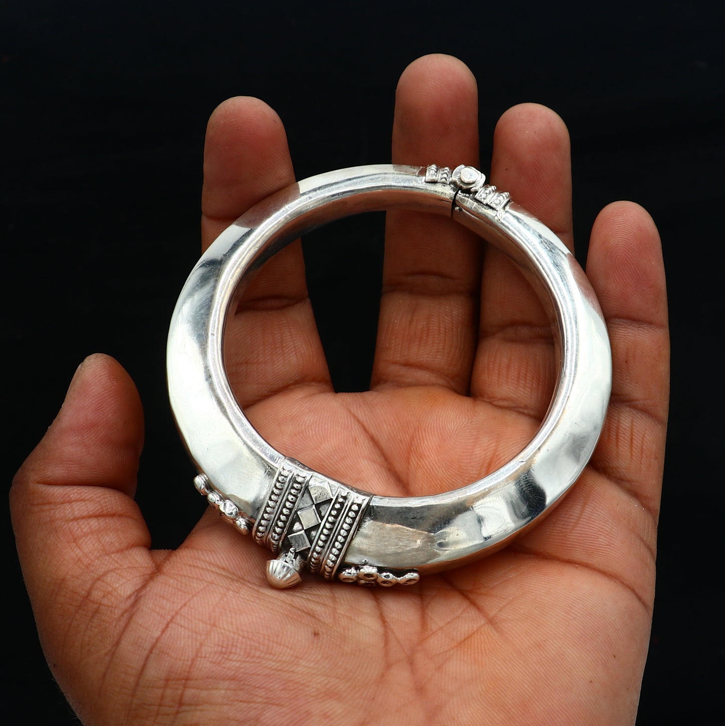 925 Sterling silver customized vintage design bangle kada tribal jewelry nsk918 - TRIBAL ORNAMENTS