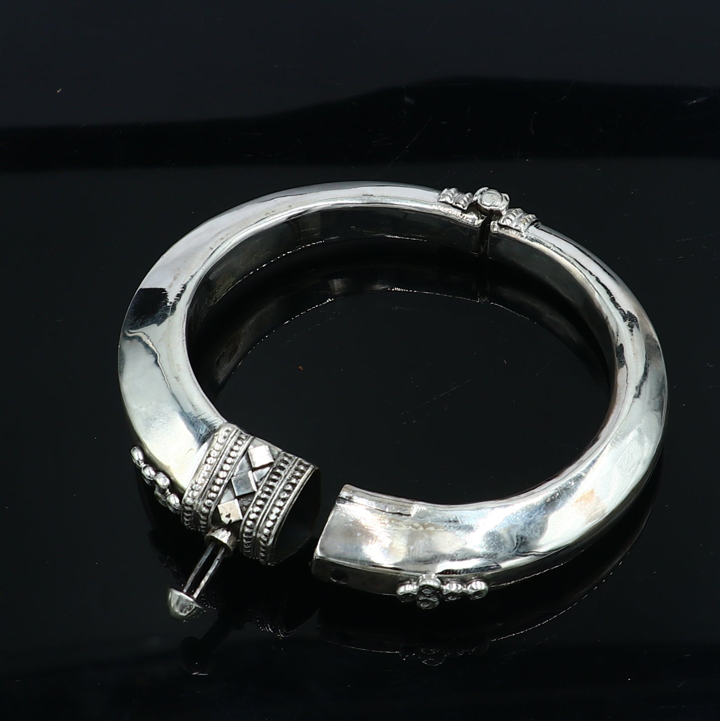 925 Sterling silver customized vintage design bangle kada tribal jewelry nsk918 - TRIBAL ORNAMENTS