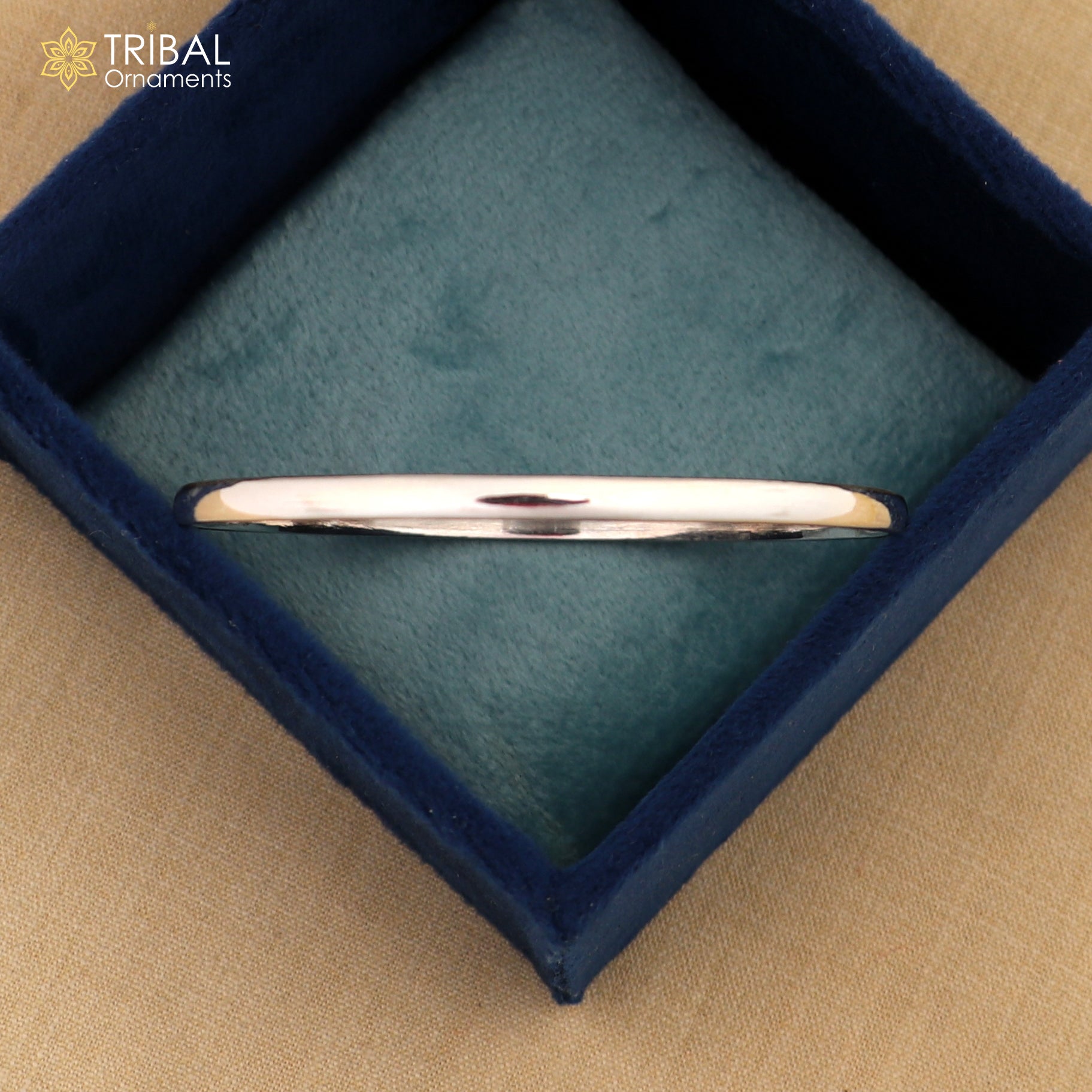 925 Sterling silver customized plain d shape bangle kada tribal jewelry nsk930 - TRIBAL ORNAMENTS