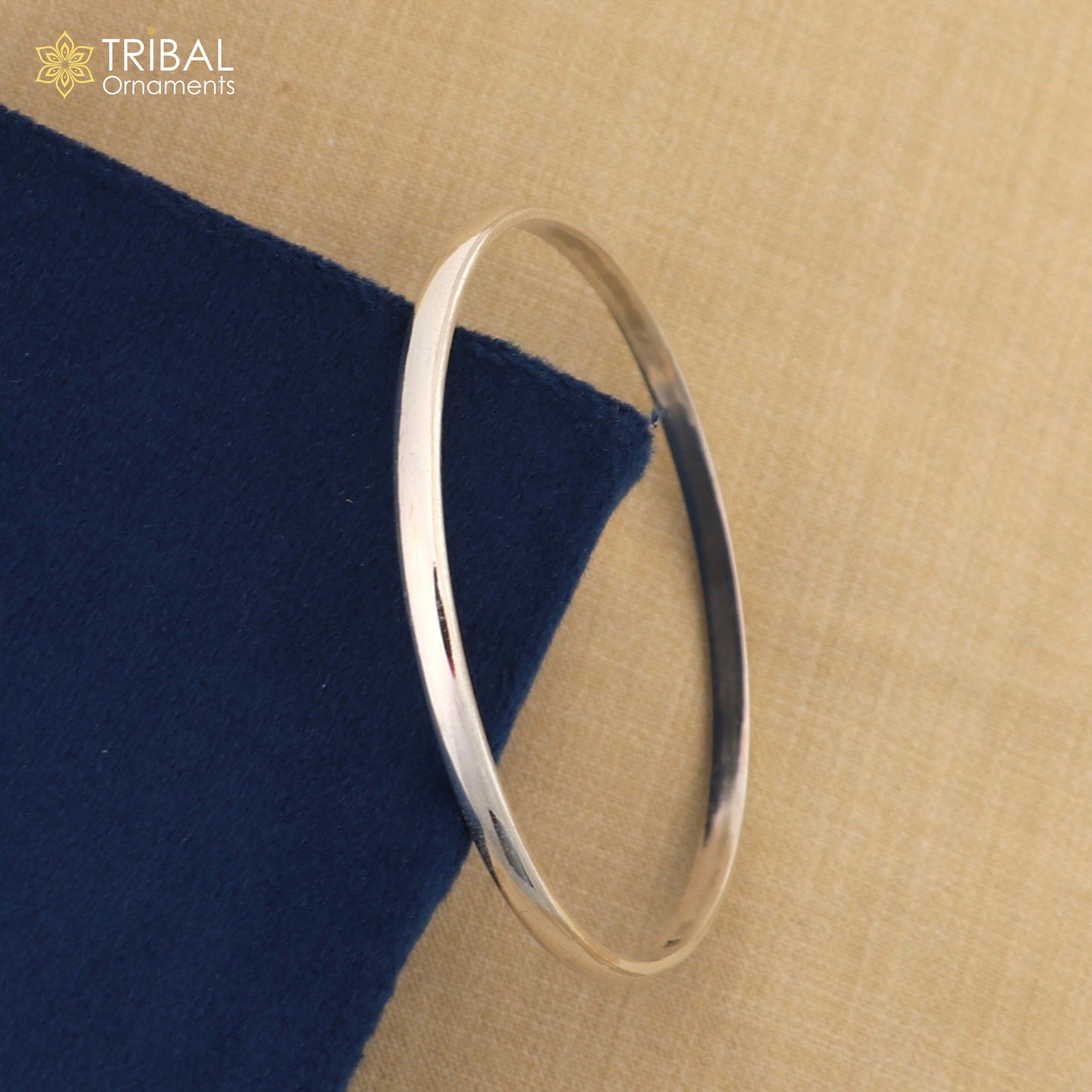 925 Sterling silver customized plain d shape bangle kada tribal jewelry nsk930 - TRIBAL ORNAMENTS