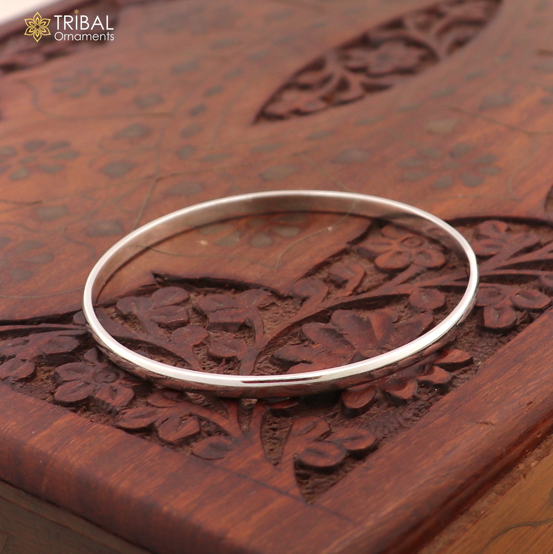 925 Sterling silver customized plain d shape bangle kada tribal jewelry nsk930 - TRIBAL ORNAMENTS