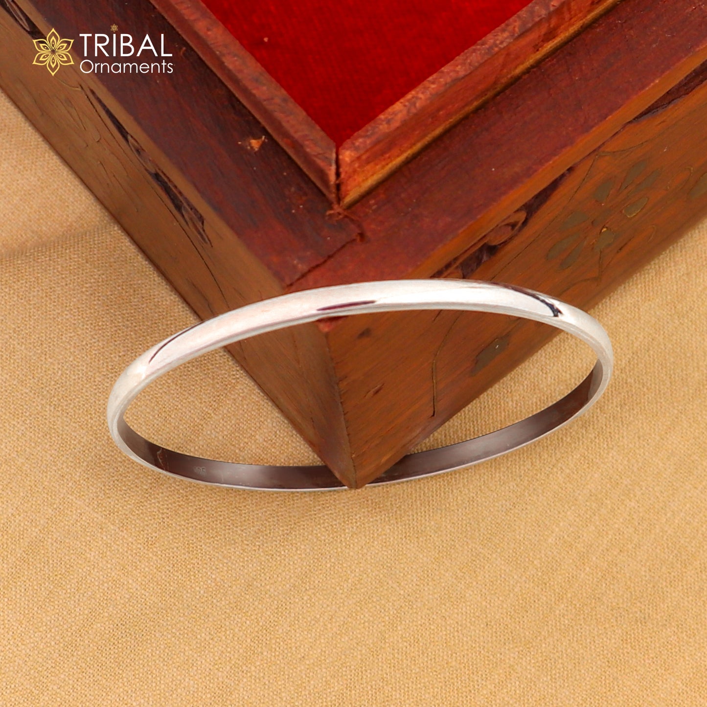 925 Sterling silver customized plain d shape bangle kada tribal jewelry nsk930 - TRIBAL ORNAMENTS