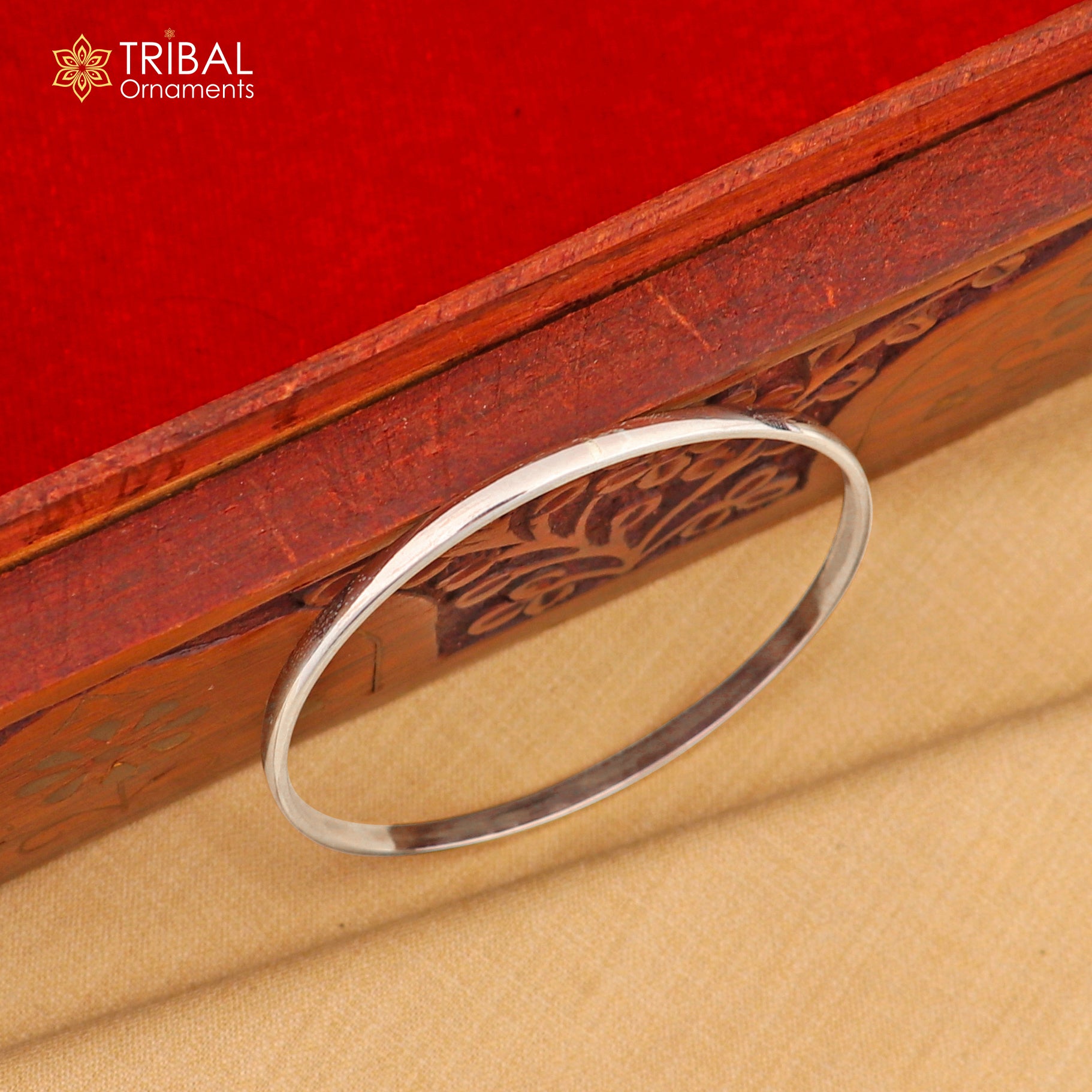 925 Sterling silver customized plain d shape bangle kada tribal jewelry nsk930 - TRIBAL ORNAMENTS